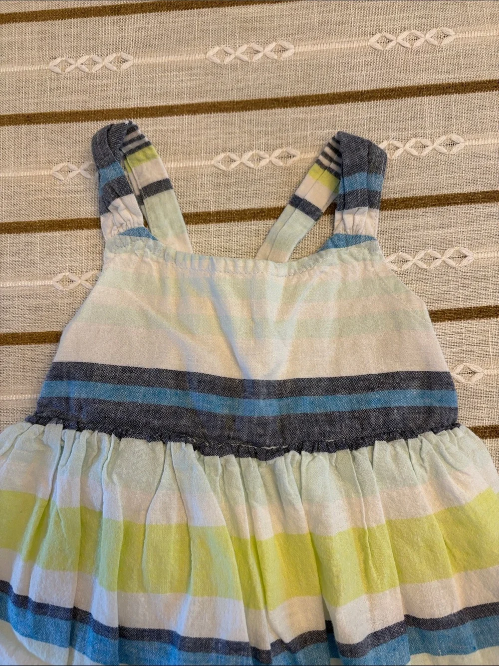 Gymboree Striped Sundress in Blue, Green and White